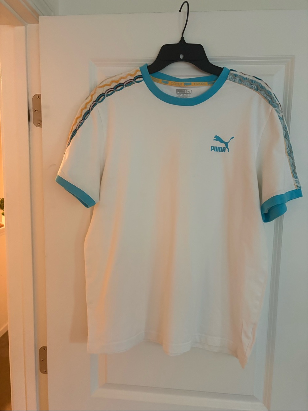 COOGI White Short-Sleeve Tee with Teal Trim